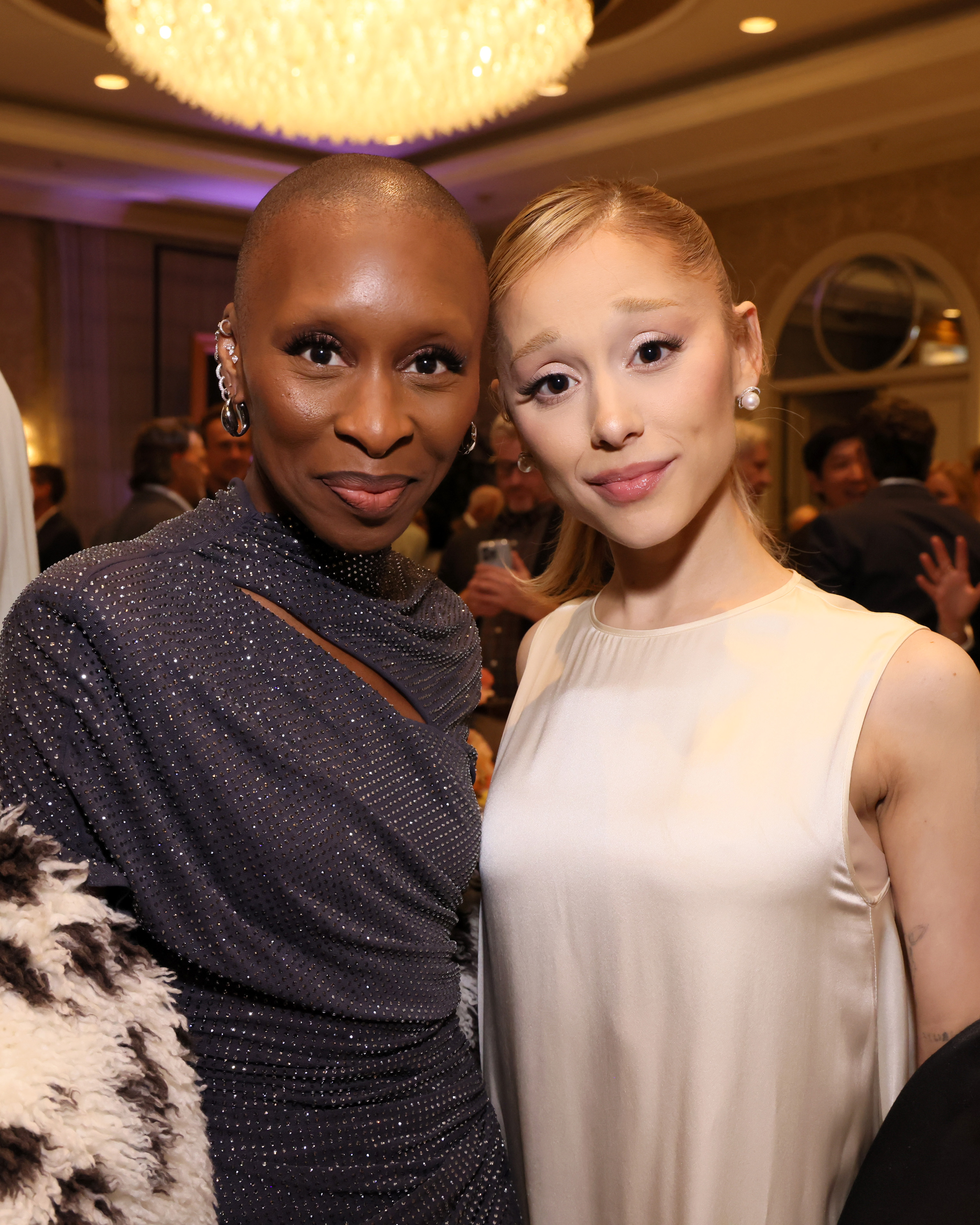 LOS ANGELES, CALIFORNIA - FEBRUARY 06: (L-R) Cynthia Erivo and Ariana Grande attend the AFI Awards at Four Seasons Hotel Los Angeles at Beverly Hills on February 06, 2025 in Los Angeles, California.  (Photo by Rodin Eckenroth/Getty Images for AFI)