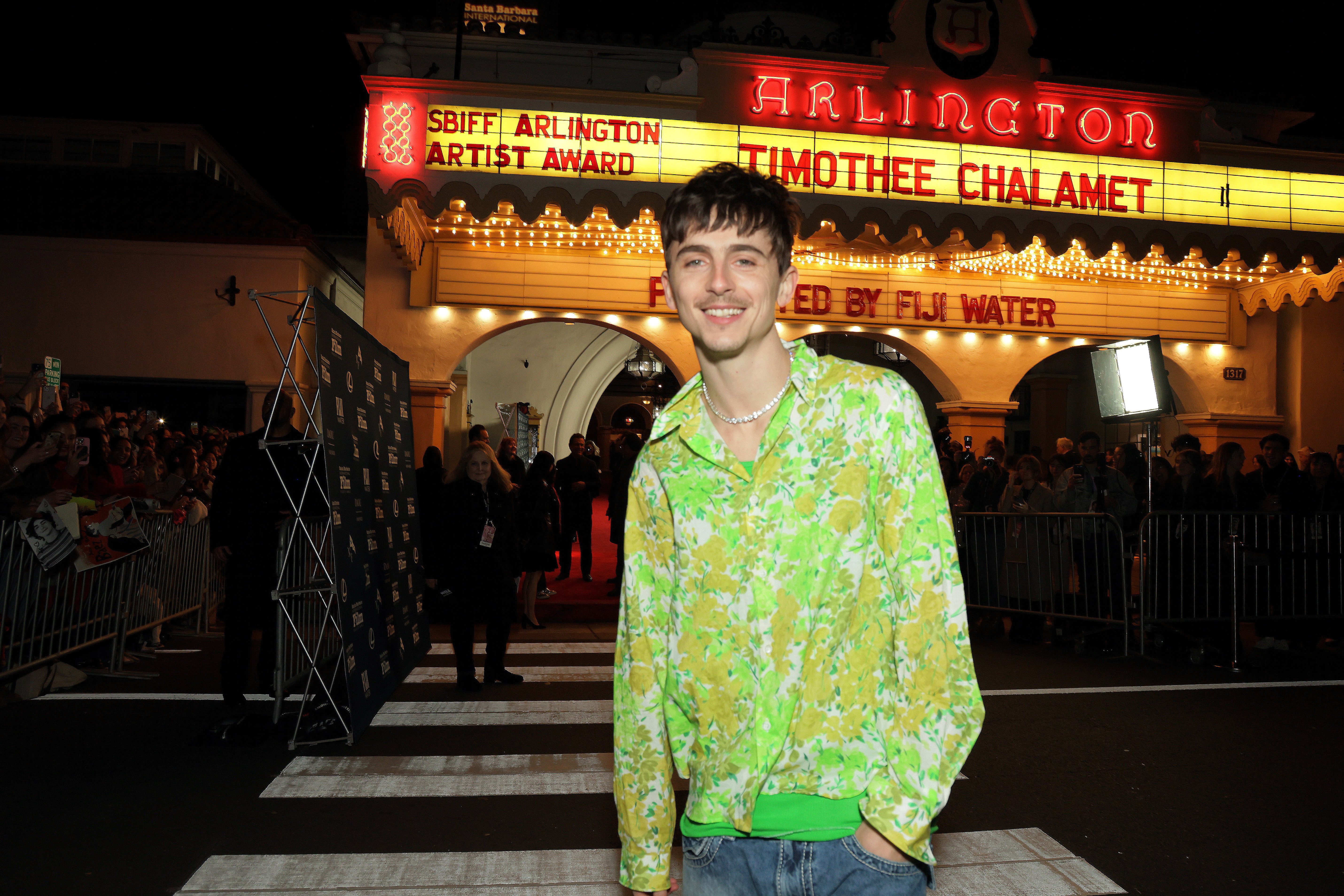 SANTA BARBARA, CALIFORNIA - FEBRUARY 11: Honoree Timothée Chalamet attends the Arlington Artist Award ceremony during the 40th Santa Barbara International Film Festival at The Arlington Theatre on February 11, 2025 in Santa Barbara, California. (Photo by Rebecca Sapp/Getty Images for Santa Barbara International Film Festival)