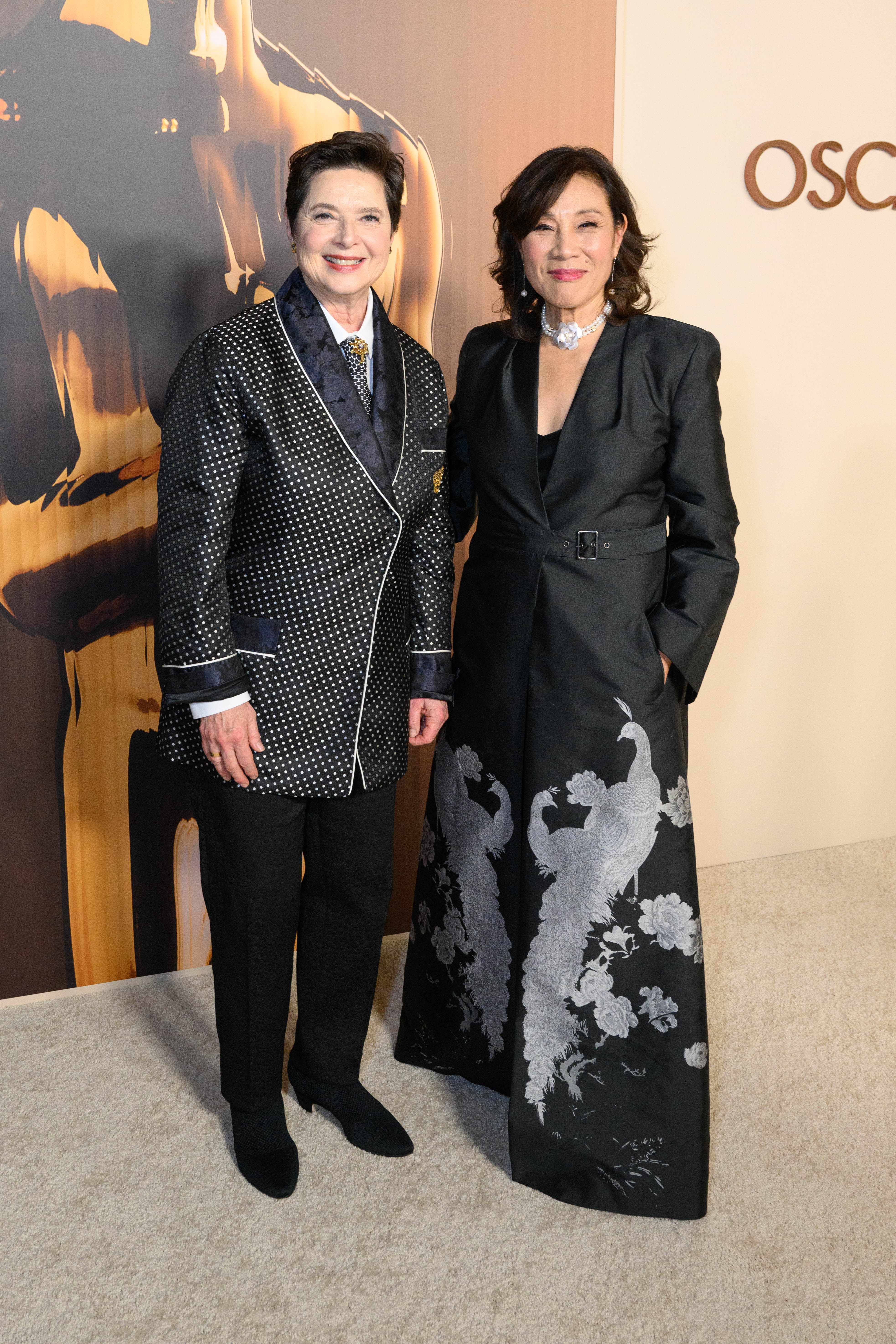 Isabella Rossellini and Academy President Janet Yang at the 97th Oscars Nominees dinner at the Academy Museum of Motion Pictures on Tuesday, February 25, 2025.