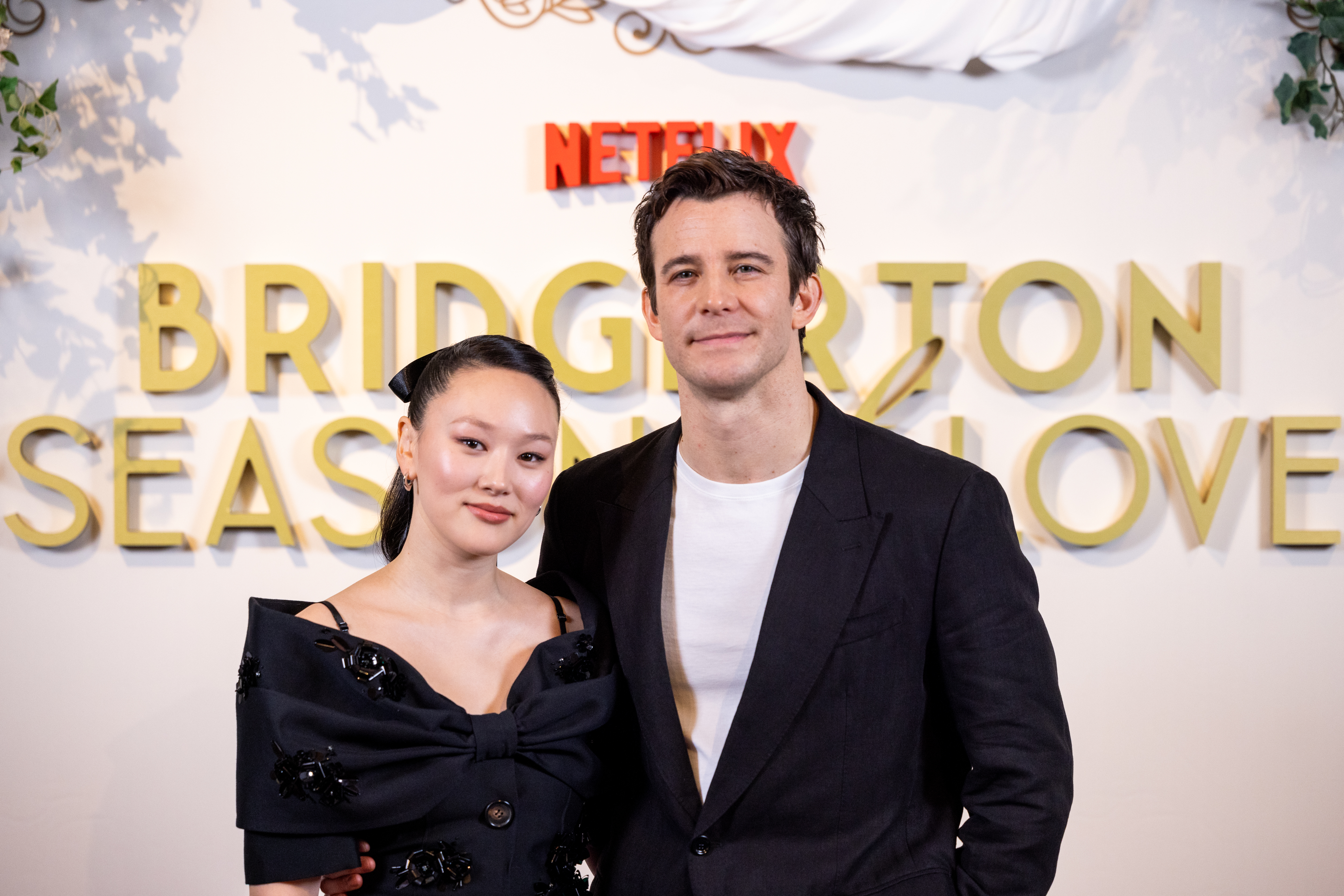 Yerin Ha and Luke Thompson attend Netflix's 'Bridgerton: Season 4’ Season of Love, a fan celebration in London on February 14th, 2025. (Photo by StillMoving.Net for Netflix)