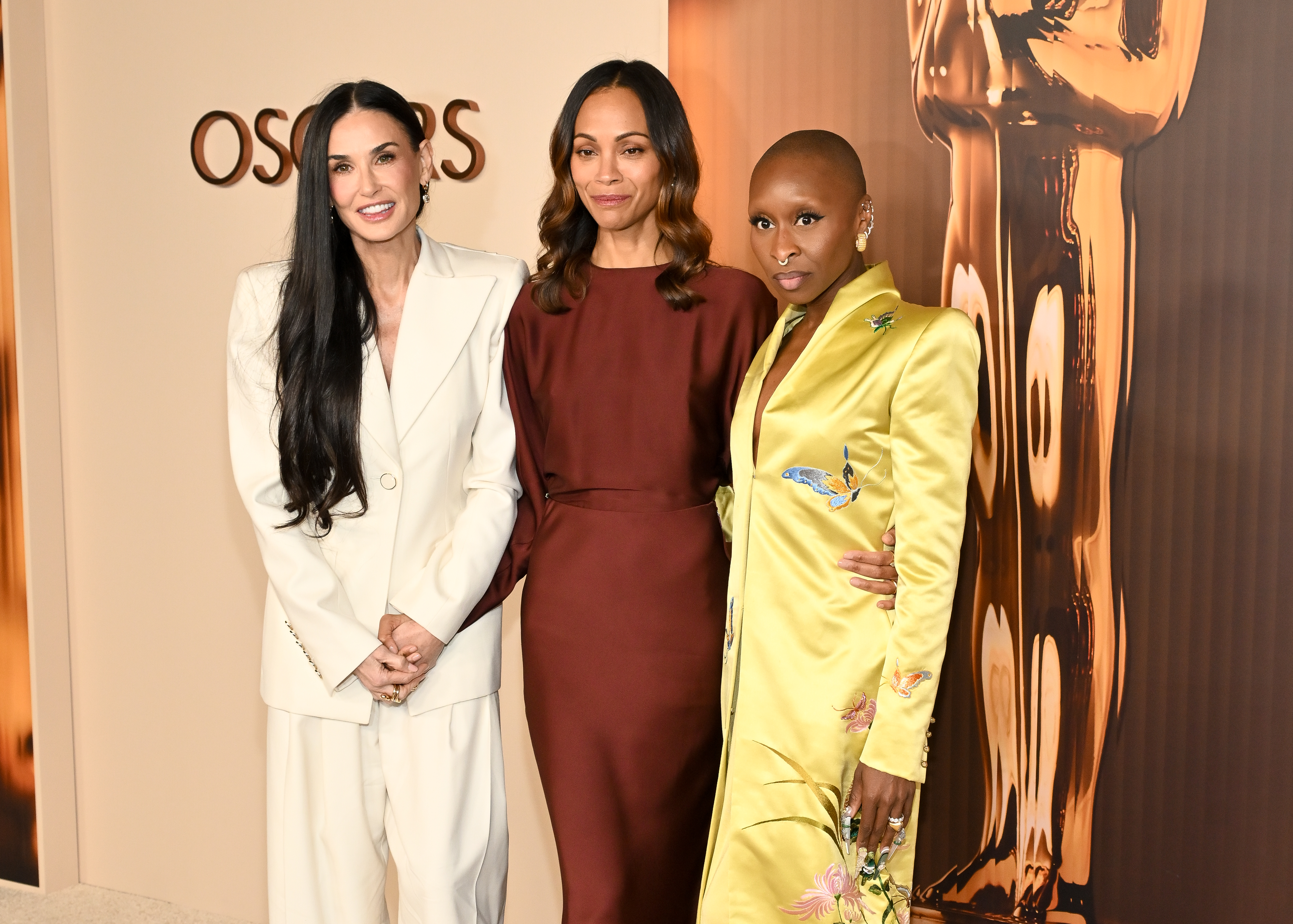 Demi Moore, Zoe Saldana, Cynthia Erivo at the 97th Annual Academy Awards Nominees Dinner held at the Academy Museum of Motion Pictures on February 25, 2025 in Los Angeles, California.