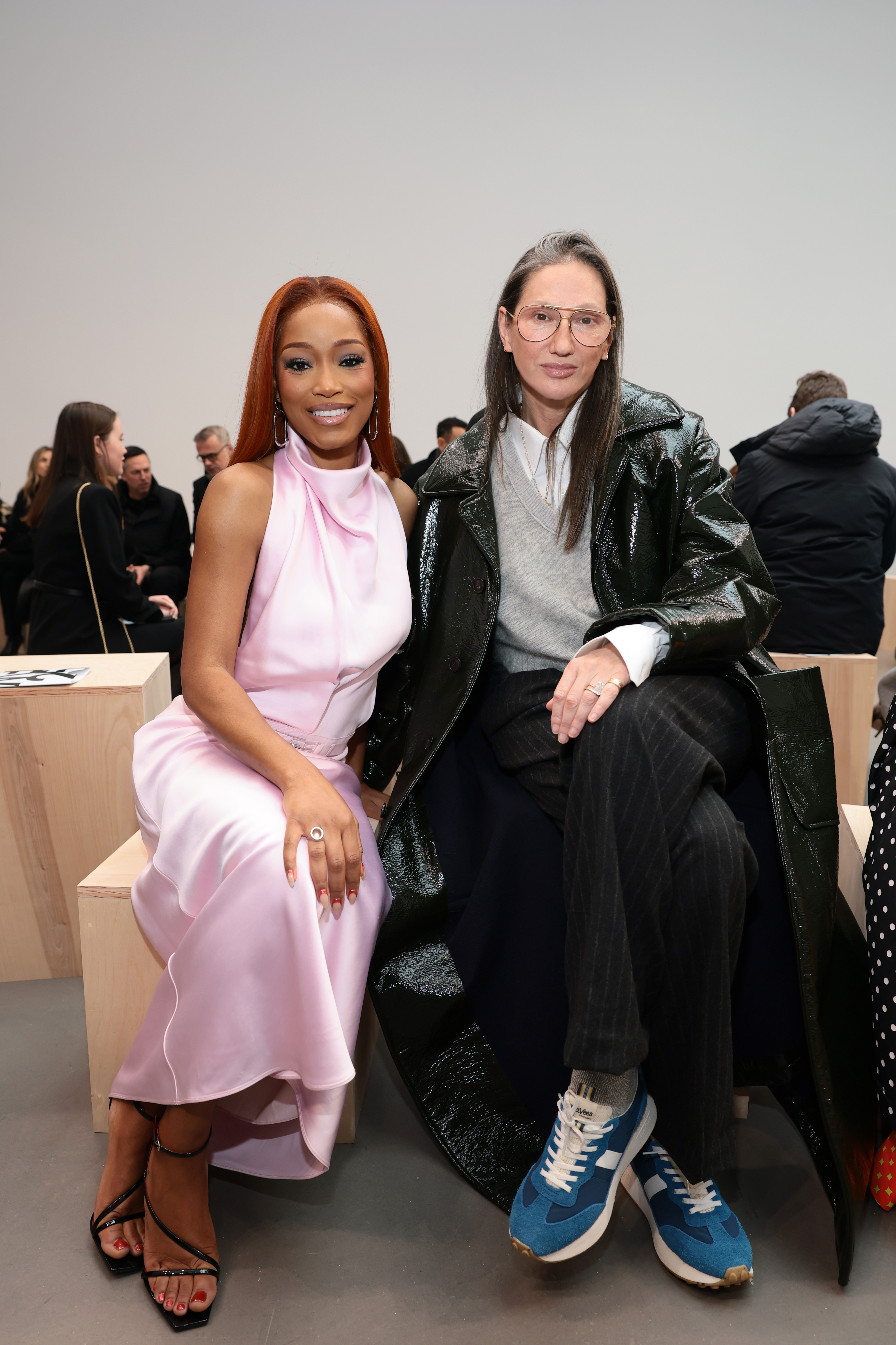 NEW YORK, NEW YORK - FEBRUARY 06: (L-R) Keke Palmer and Jenna Lyons attend the front row for the Brandon Maxwell show during New York Fashion Week on February 06, 2025 in New York City. (Photo by Dimitrios Kambouris/Getty Images)