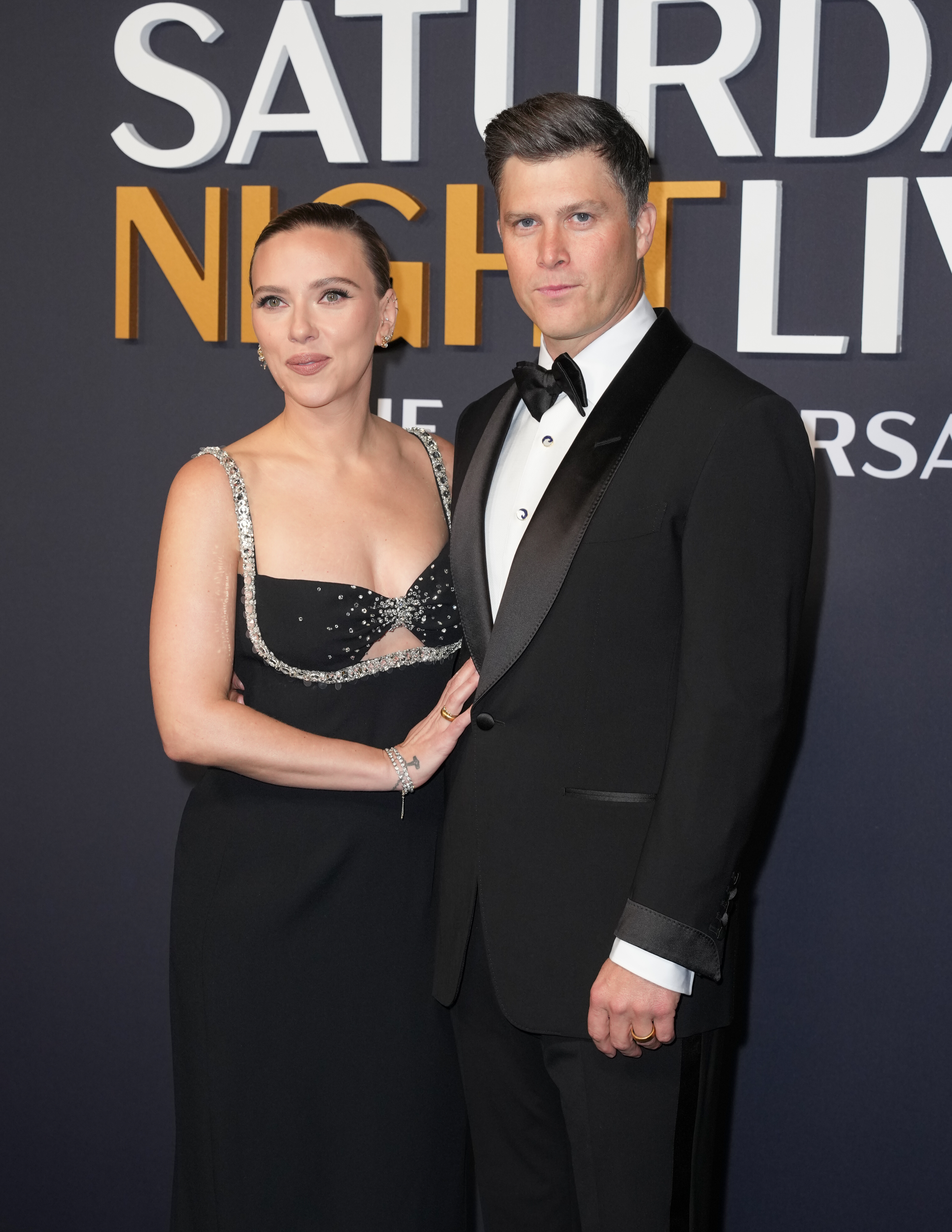 Scarlett Johansson, Colin Jost at SNL50: The Anniversary Special at 30 Rockefeller Plaza on February 16, 2025 in New York, New York. (Photo by John Nacion/Variety via Getty Images)