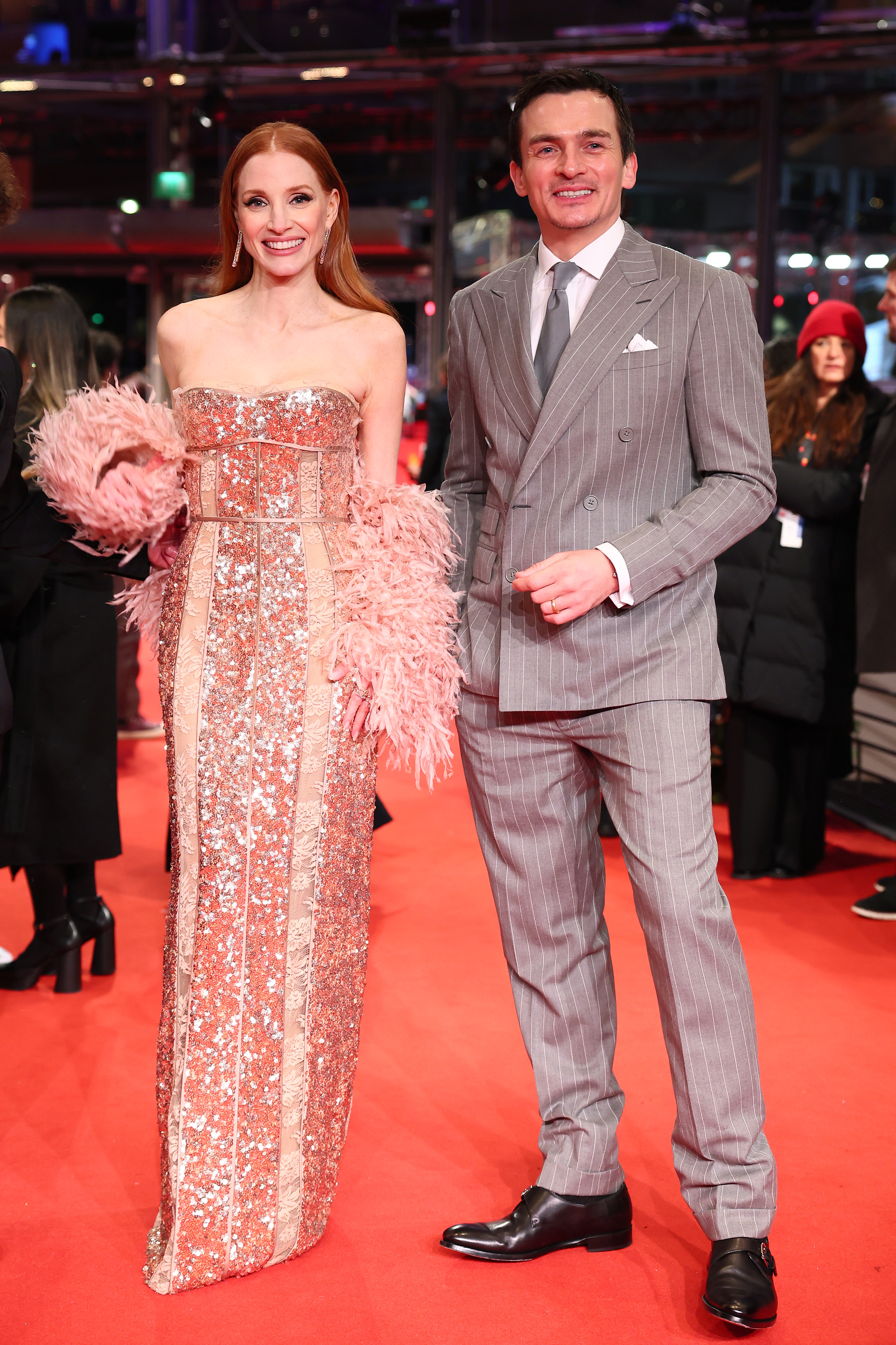 BERLIN, GERMANY - FEBRUARY 15: Jessica Chastain and Rupert Friend attend the "Dreams" premiere during the 75th Berlinale International Film Festival Berlin at Berlinale Palast on February 15, 2025 in Berlin, Germany. (Photo by Sebastian Reuter/Getty Images)