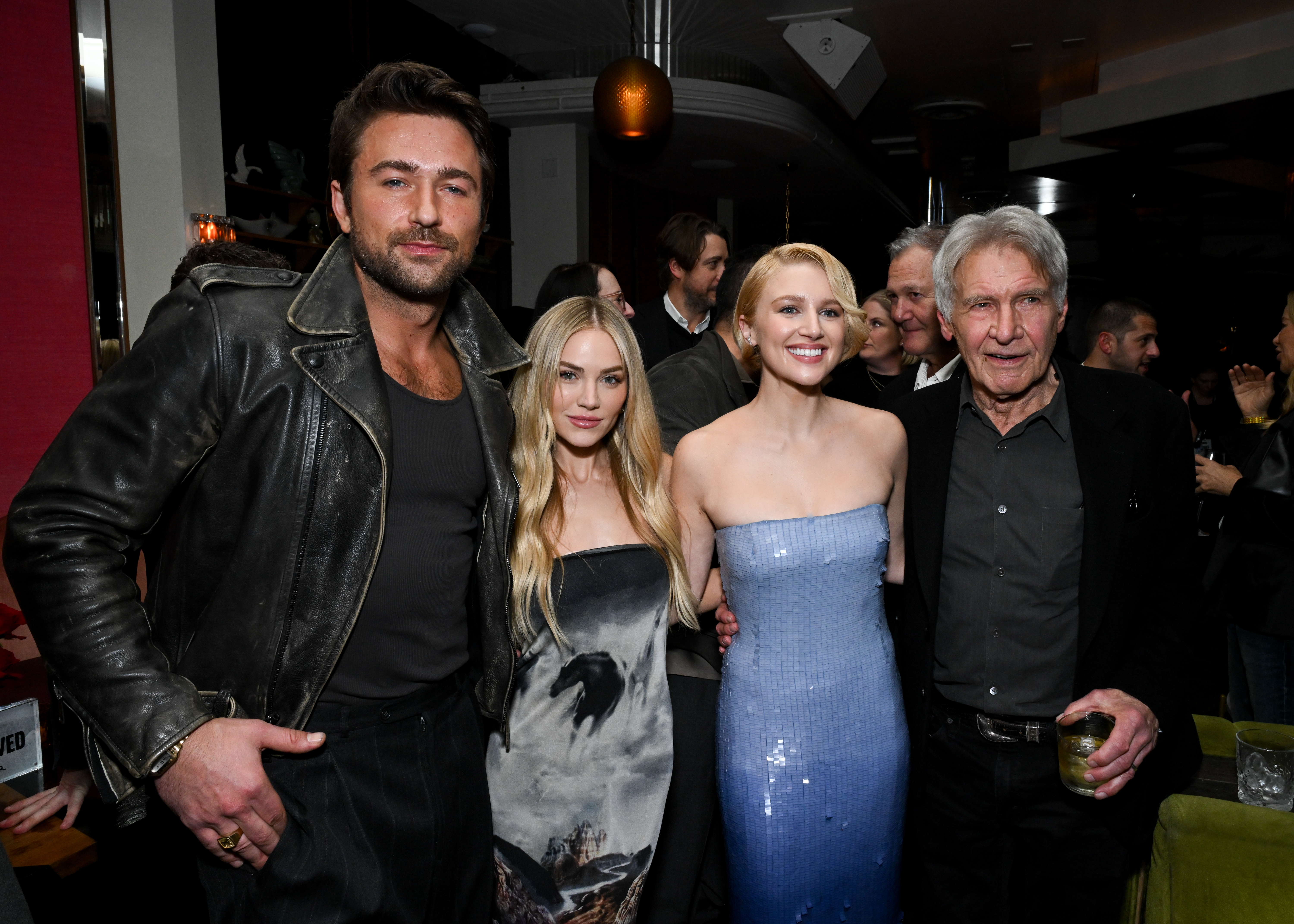 Brandon Sklenar, Michelle Lee Randolph, Julia Schlaepfer, Harrison Ford at the Los Angeles Premiere of Paramount+ Series "1923" Season 2 held at Harmony Gold on February 19, 2025 in Los Angeles, California. (Photo by Gilbert Flores/Variety via Getty Images)