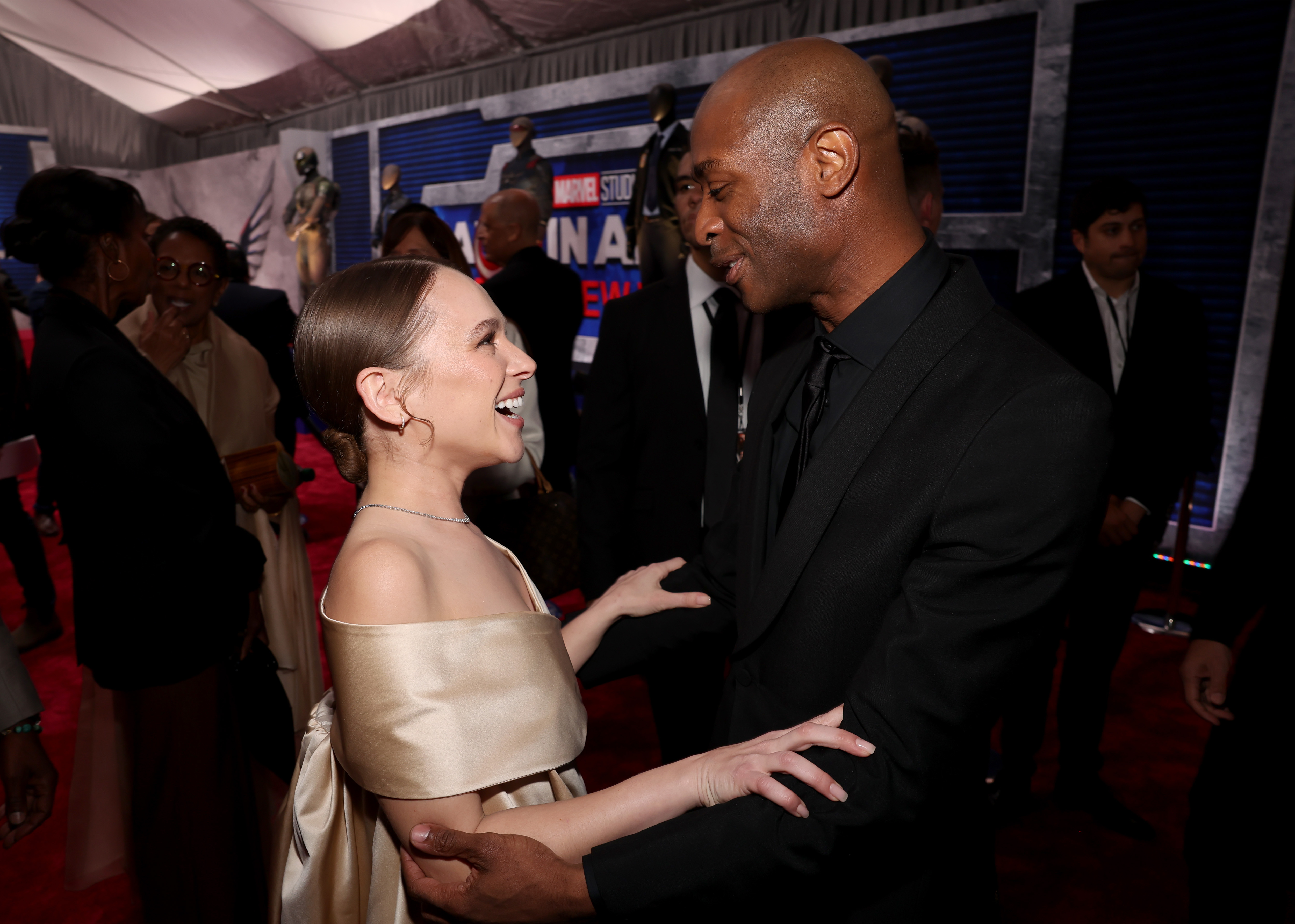 HOLLYWOOD, CALIFORNIA - FEBRUARY 11: (L-R) Shira Haas and Julius Onah attend the Captain America: Brave New World World Premiere at TCL Chinese Theater in Hollywood, California on February 11, 2025. (Photo by Jesse Grant/Getty Images for Disney)