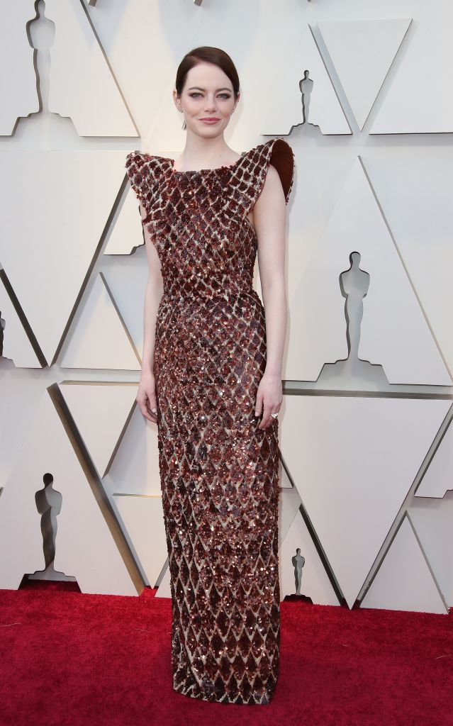 Emma Stone at the 2019 Oscars, Louis Vuitton, red carpet