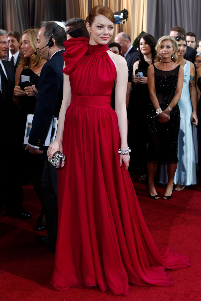 Emma Stone at the 2012 Oscars, Giambattista Valli, red carpet, awards, Louis Vuitton