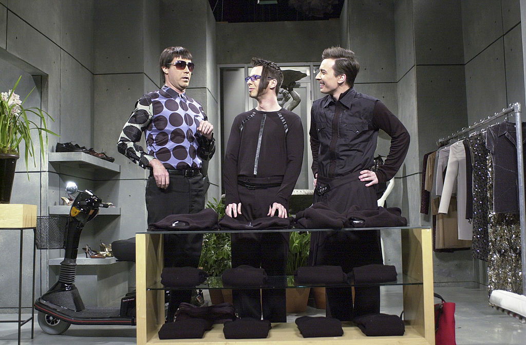 SATURDAY NIGHT LIVE -- Episode 12 -- Aired 02/17/2001 -- Pictured: (l-r) Will Ferrell as supervisor, Sean Hayes as clerk, Jimmy Fallon as clerk during "Jeffrey's" skit  (Photo by Mary Ellen Matthews/NBCU Photo Bank/NBCUniversal via Getty Images via Getty Images)