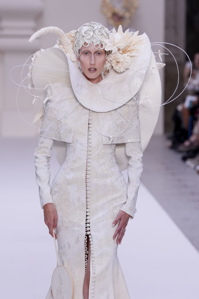 PARIS, FRANCE - JUNE 24: (EDITORIAL USE ONLY - For Non-Editorial use please seek approval from Fashion House) A model walks the runway during the Thom Browne Haute Couture Fall/Winter 2024-2025 show as part of Paris Fashion Week on June 24, 2024 in Paris, France. (Photo by Francois Durand/Getty Images)