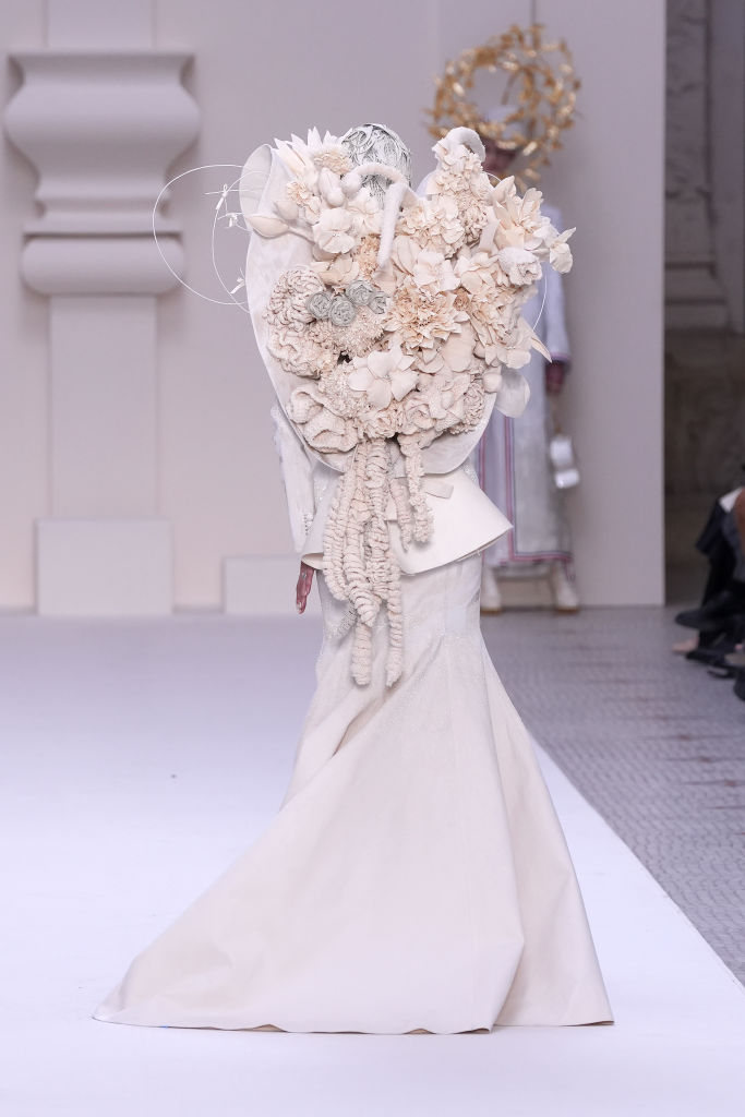 PARIS, FRANCE - JUNE 24: (EDITORIAL USE ONLY - For Non-Editorial use please seek approval from Fashion House) A model walks the runway during the Thom Browne Haute Couture Fall/Winter 2024-2025 show as part of Paris Fashion Week on June 24, 2024 in Paris, France. (Photo by Francois Durand/Getty Images)