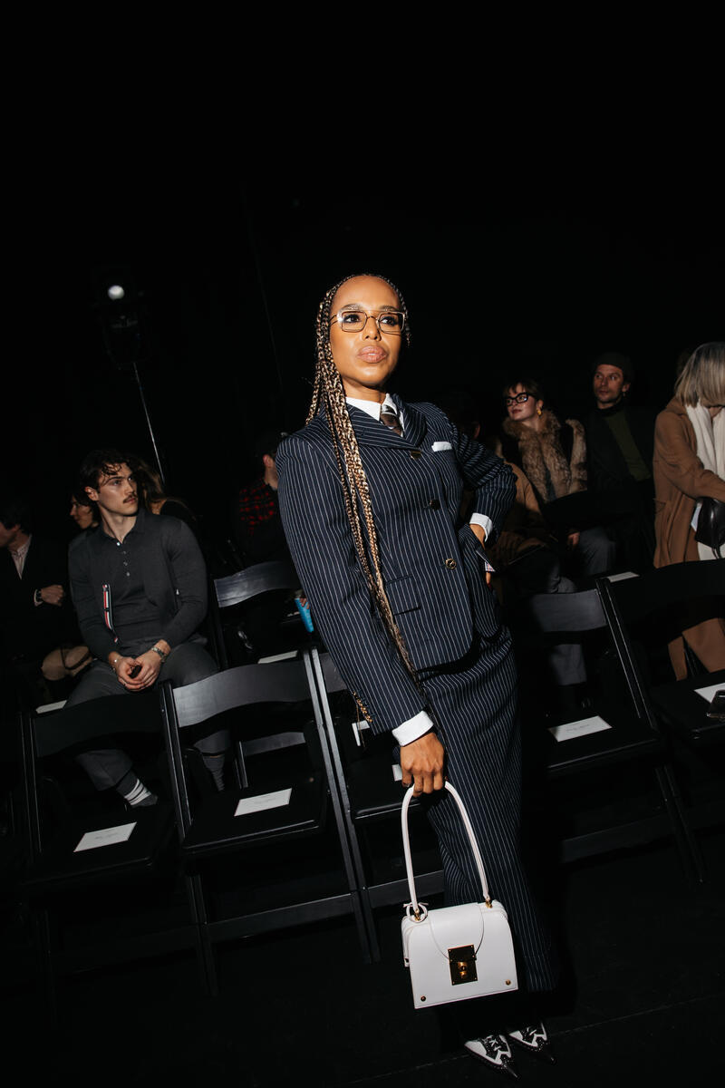Kerry Washington at Thom Browne's fall 2025 fashion show on Feb. 11 in New York, nyfw, skirt suit, front row