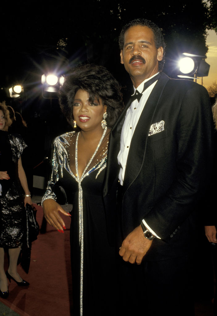 Oprah Winfrey and Stedman Graham at the 1987 Oscars, red carpet, awards