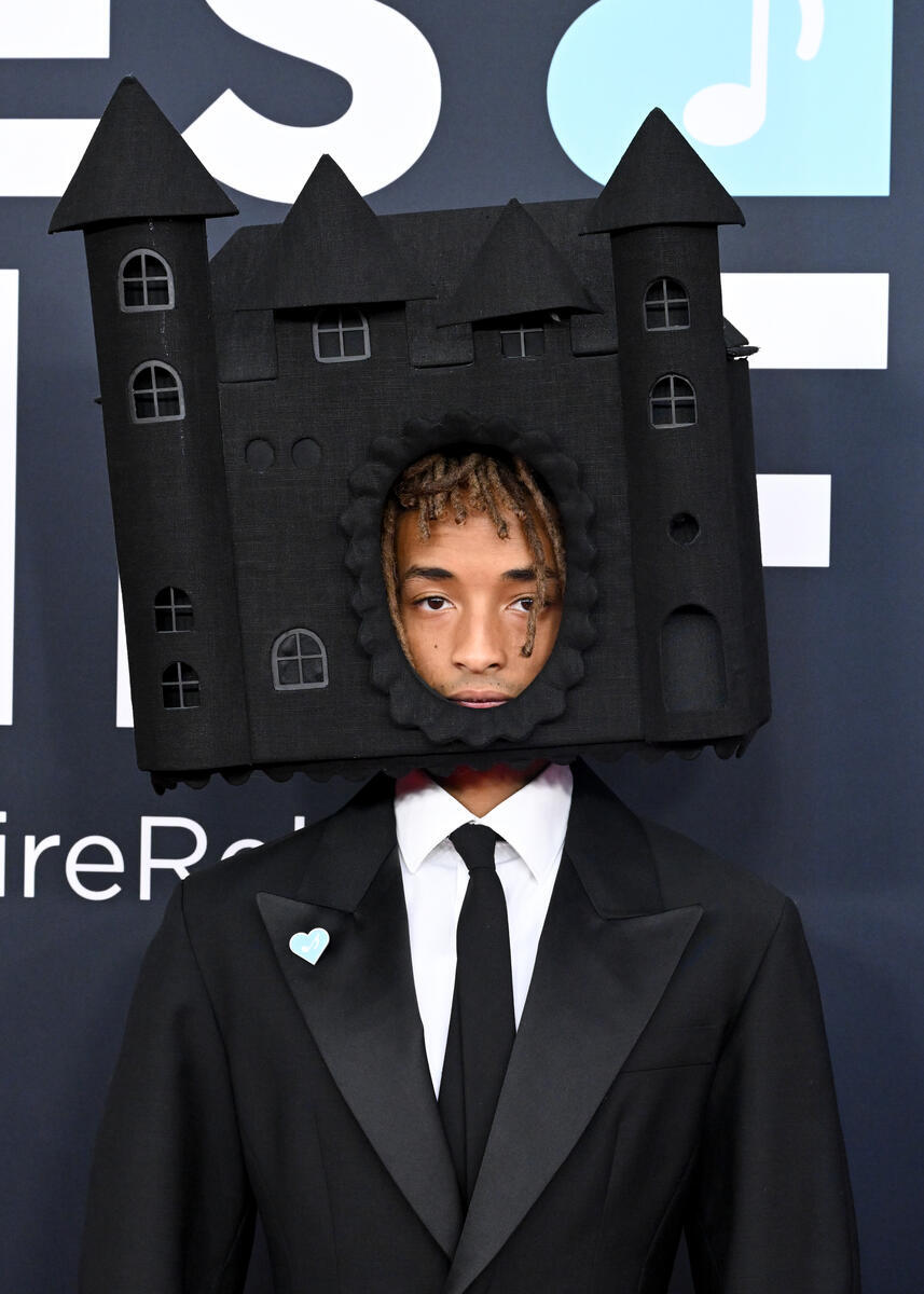 Jaden Smith wearing a house hat castle at the 67th GRAMMY Awards held at the Crypto.com Arena on February 2, 2025 in Los Angeles, California.