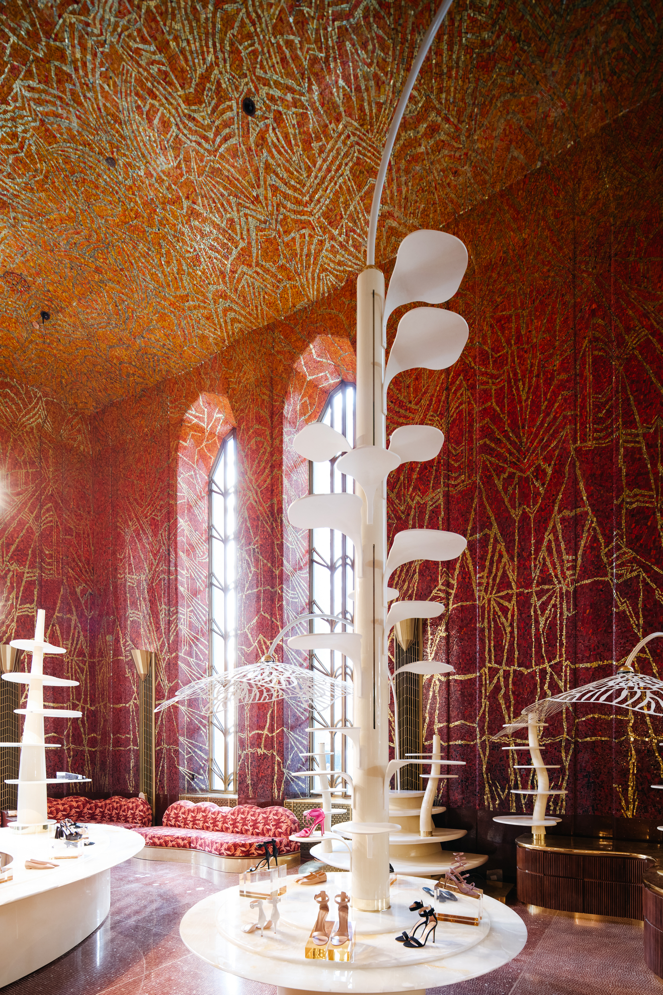 The landmarked Red Room inside Printemps New York.
