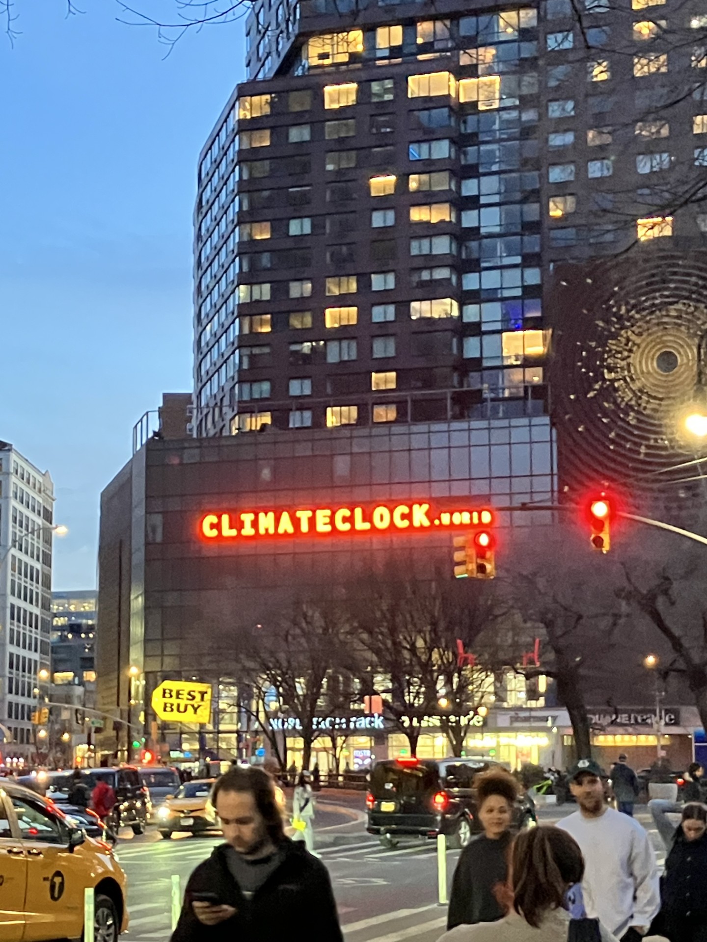 The huge digital Climate Clock in Union Square.