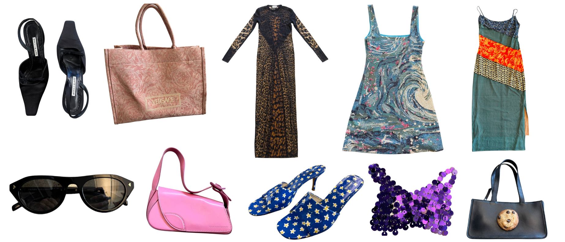 Pieces from Gabriella Karefa-Johnson's wardrobe include Manolo Blahnik, Versace, Jean Paul Gaultier, Staud, Prada, Kiko Kostadinov and Puppets and Puppets.