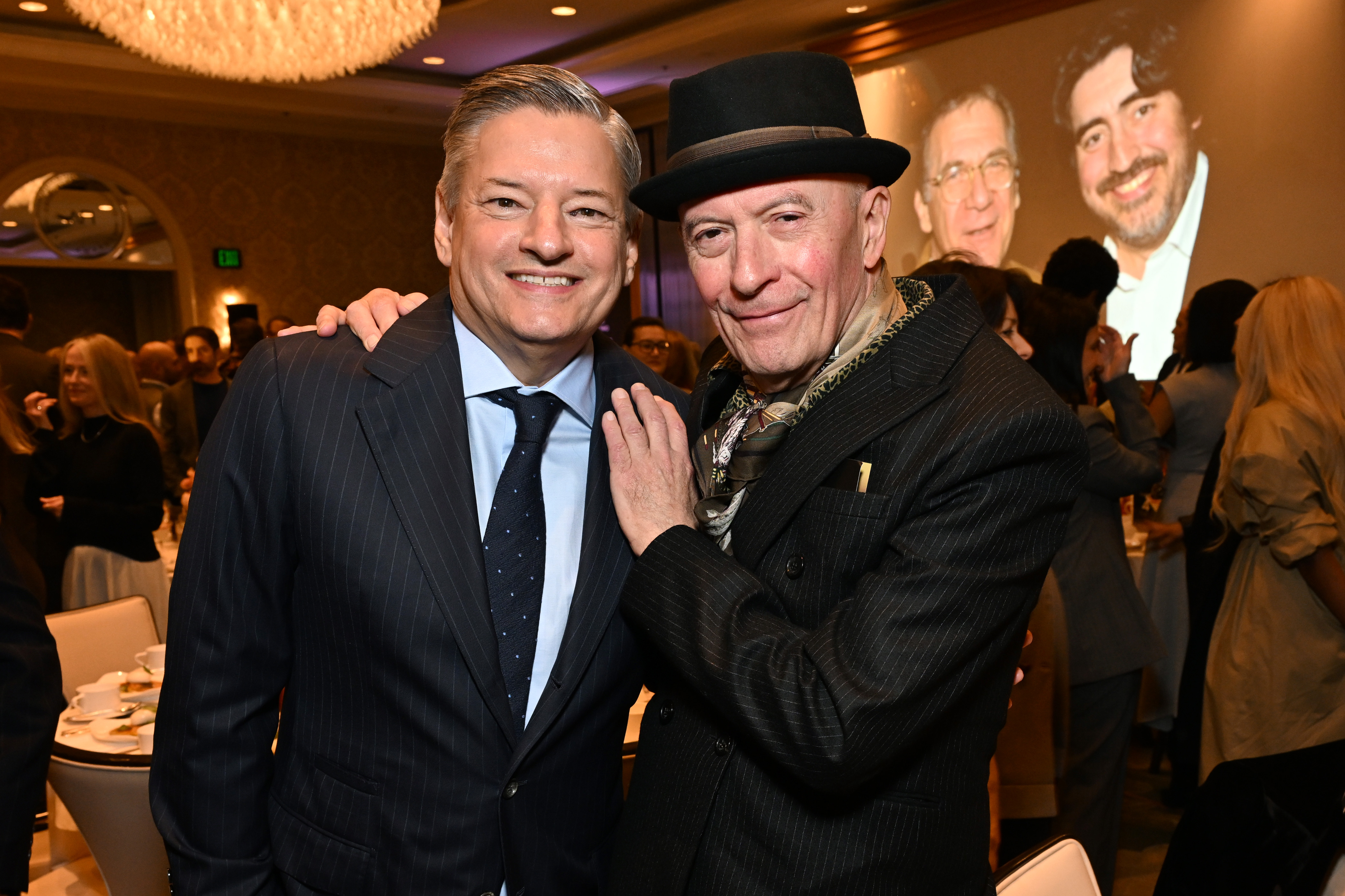 LOS ANGELES, CALIFORNIA - FEBRUARY 06: (L-R) Ted Sarandos, CEO, Netflix and Jacques Audiard attend the AFI Awards at Four Seasons Hotel Los Angeles at Beverly Hills on February 06, 2025 in Los Angeles, California. (Photo by Michael Kovac/Getty Images for AFI)