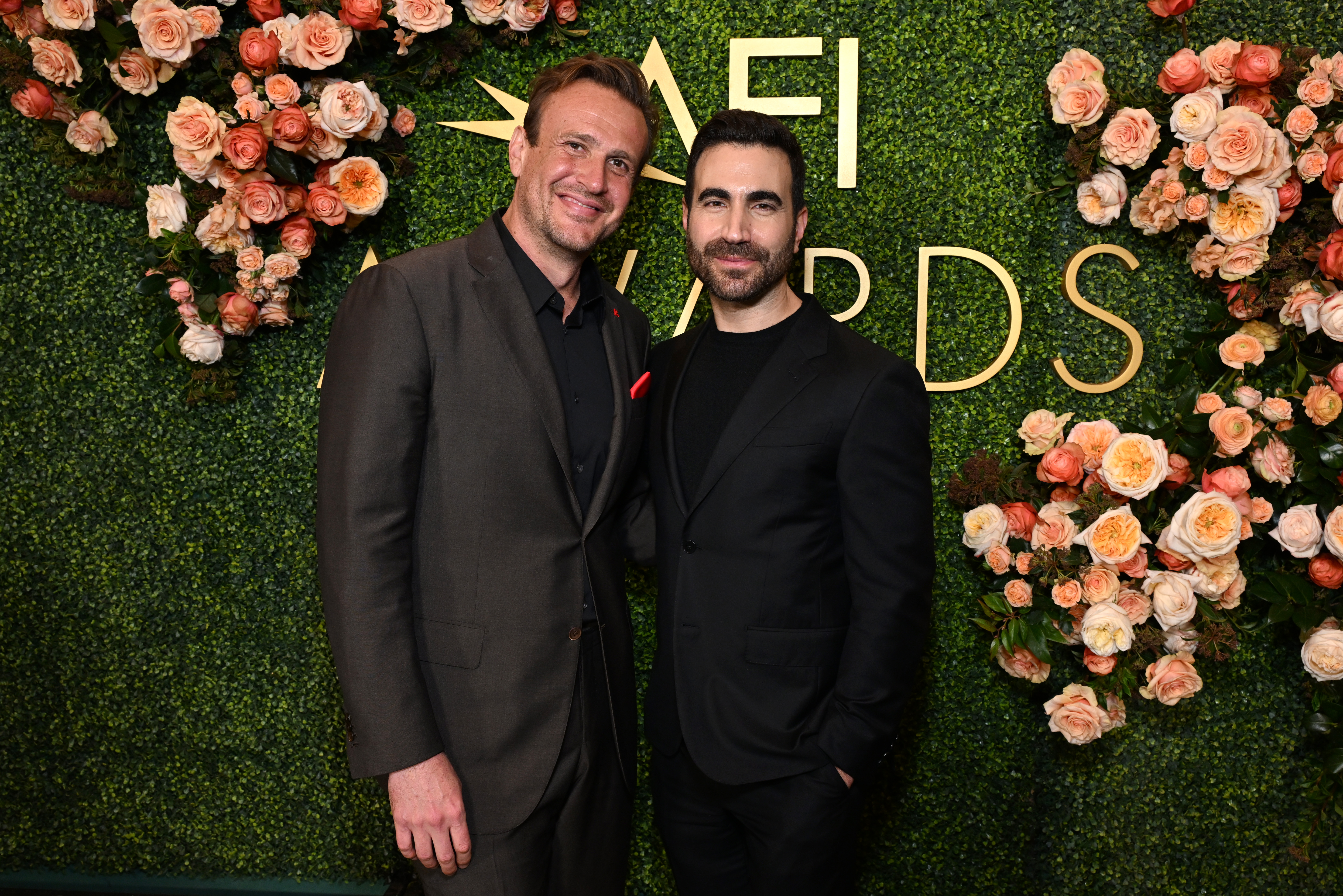 LOS ANGELES, CALIFORNIA - FEBRUARY 06: (L-R) Jason Segel and Brett Goldstein attend the AFI Awards at Four Seasons Hotel Los Angeles at Beverly Hills on February 06, 2025 in Los Angeles, California. (Photo by Michael Kovac/Getty Images for AFI)