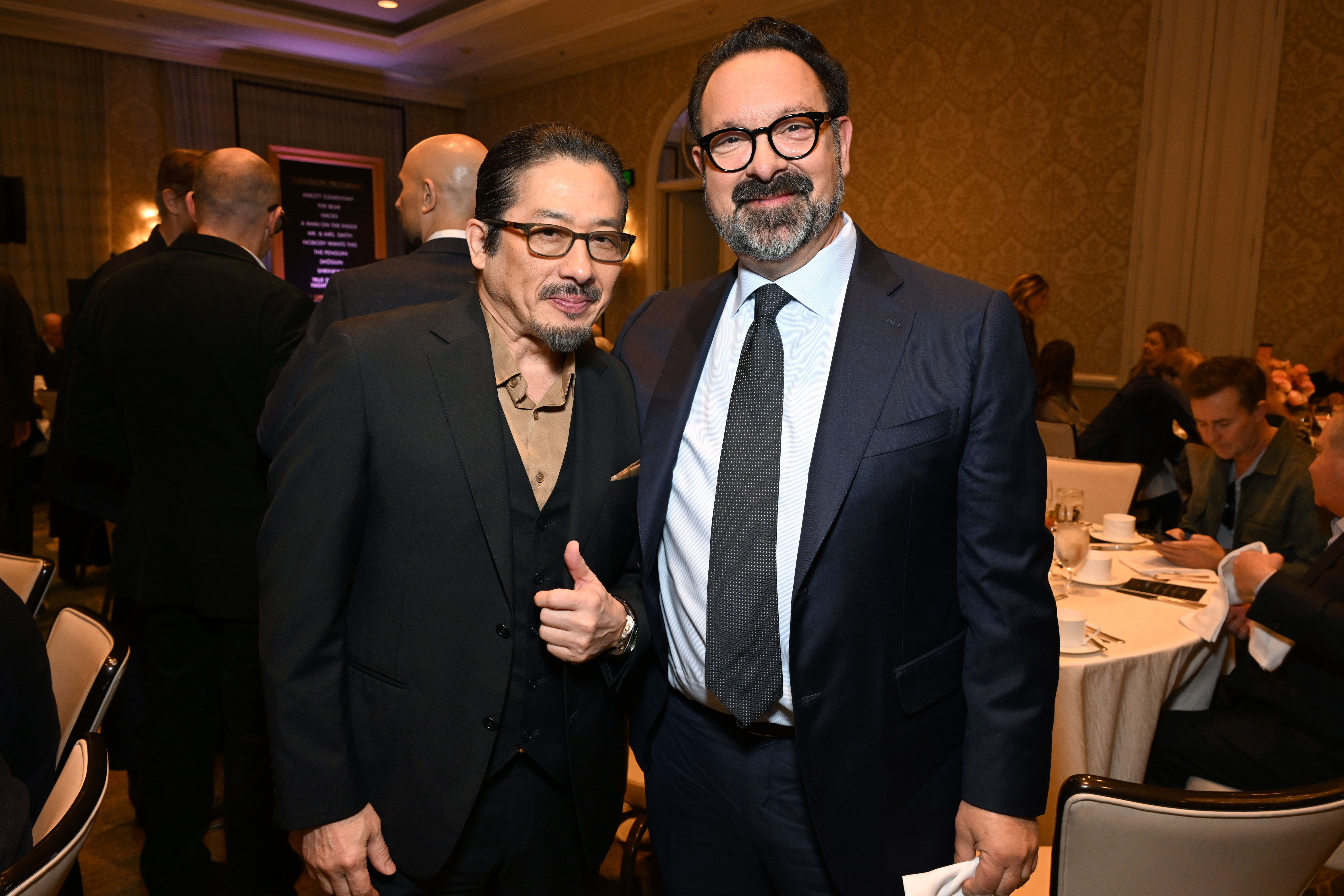 LOS ANGELES, CALIFORNIA - FEBRUARY 06: (L-R) Hiroyuki Sanada and James Mangold attend the AFI Awards at Four Seasons Hotel Los Angeles at Beverly Hills on February 06, 2025 in Los Angeles, California. (Photo by Michael Kovac/Getty Images for AFI)
