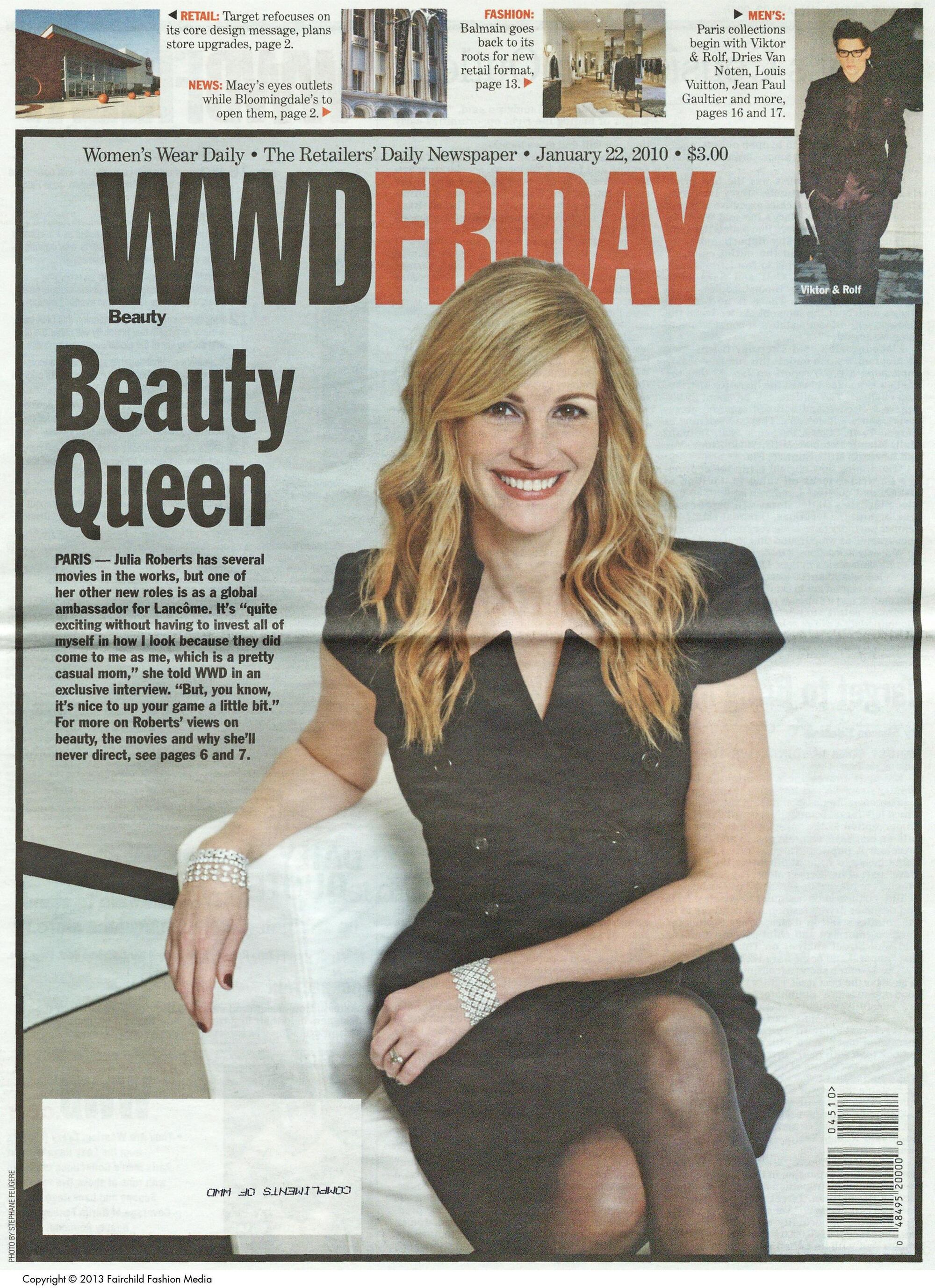 "Beauty Queen" appeared in WWD on January 22, 2010.