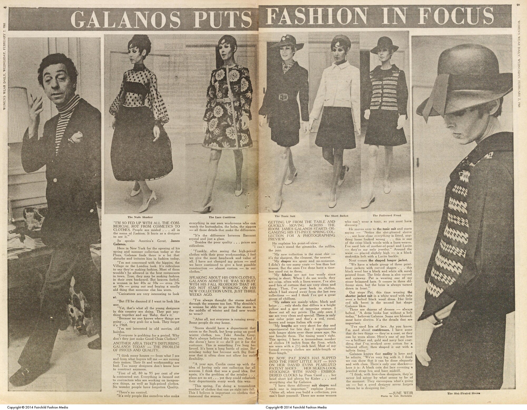 "Galanos Puts Fashion in Focus" appeared in WWD on Feb. 7, 1968.