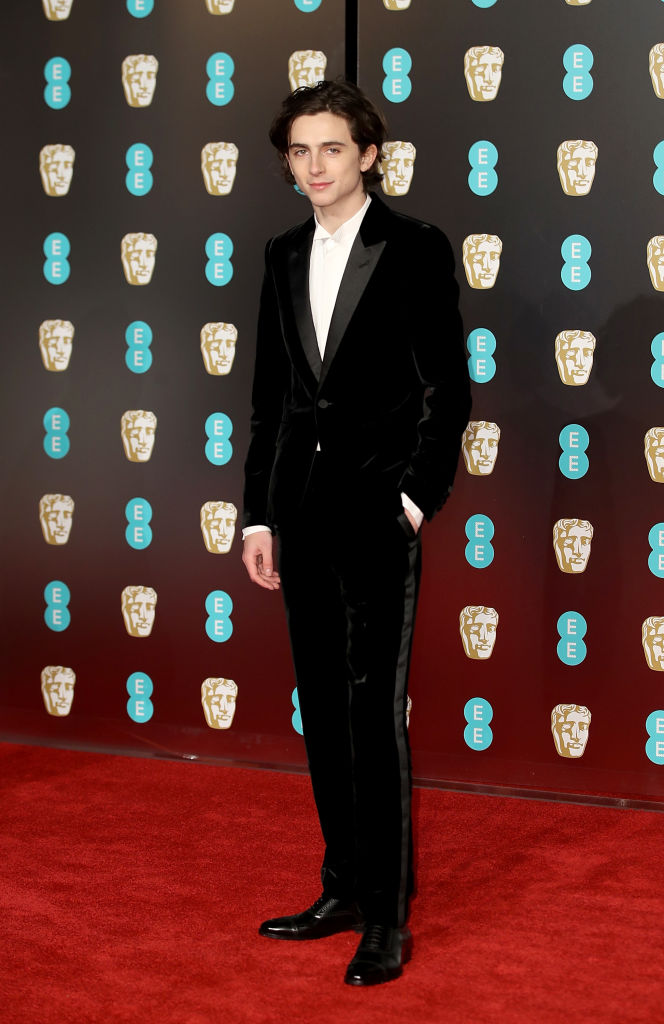 LONDON, ENGLAND - FEBRUARY 18: Timothee Chalamet attends the EE British Academy Film Awards (BAFTAs) held at Royal Albert Hall on February 18, 2018 in London, England. (Photo by Mike Marsland/Mike Marsland/WireImage)