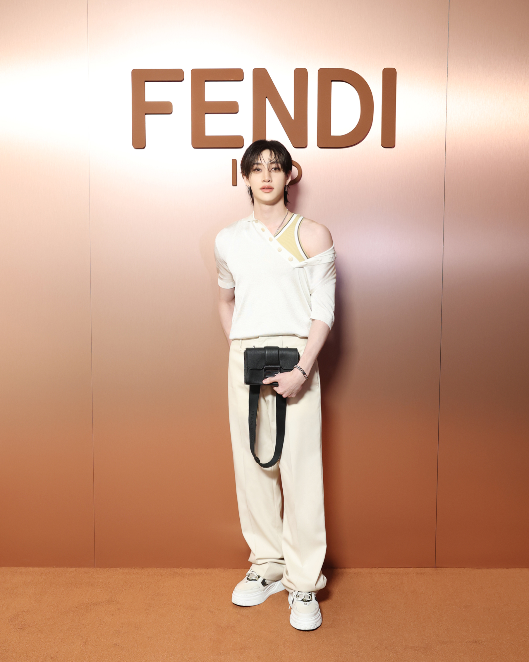MILAN, ITALY - FEBRUARY 26: (EDITOR’S NOTE: Image has been retouched at the request of the subject.) Bang Chan is seen arriving at the Fendi fashion show during Milan Fashion Week Womenswear Fall/Winter 2025/2026 on February 26, 2025 in Milan, Italy. (Photo by Daniele Venturelli/Getty Images for Fendi)