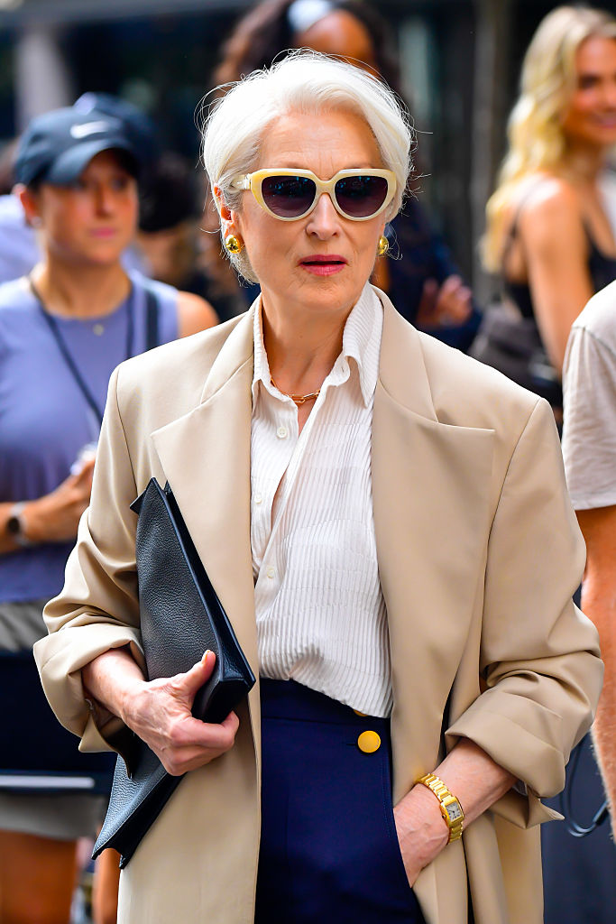NEW YORK, NEW YORK - JULY 25: Meryl Streep is seen filming scenes for